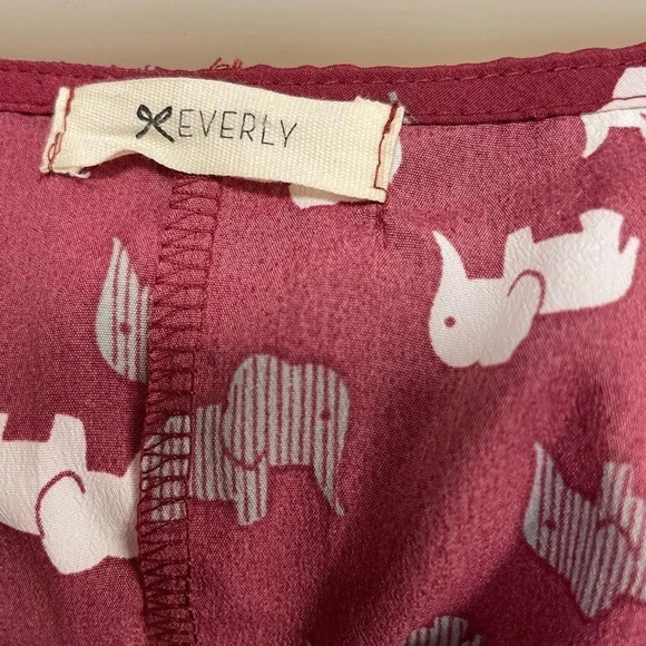 Everly Elephant Print Burgandy Mini Dress Size Small - Picture 7 of 8